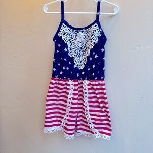 Girls Stars and Stripes romper, 4th of July Memorial Day Labor Day 4T, soft